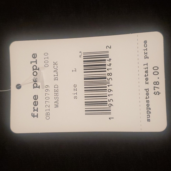 Free People  Washed Black Tunic Top With Gauze Bottom  Edging Size L NWT - Picture 4 of 8